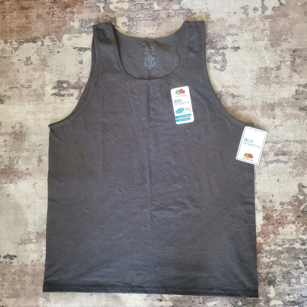 Fruit of the Loom Black Heather Men's Tank Top Large
